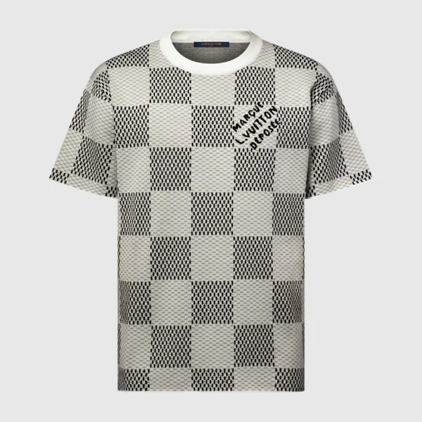 루이비통 DAMIER 자카드 쇼트 슬리브 크루넥 1AHEBB