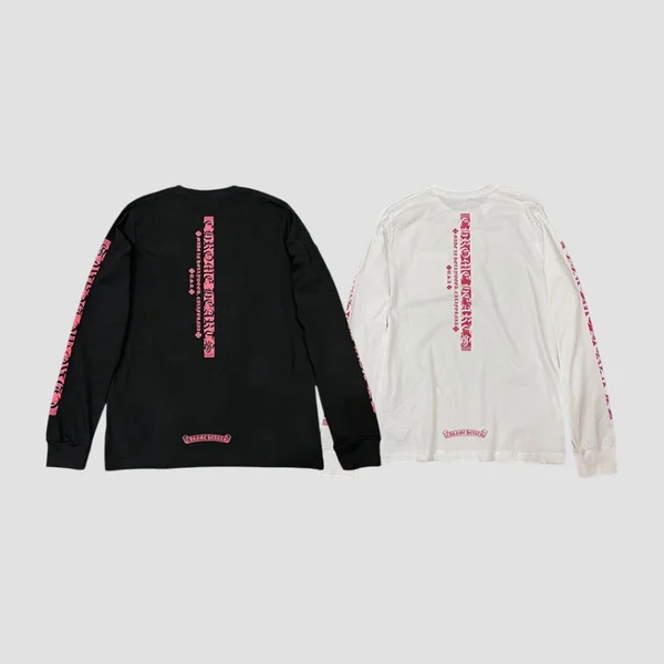 크롬하츠 핑크 로고 롱 슬리브 티셔츠 (2color)