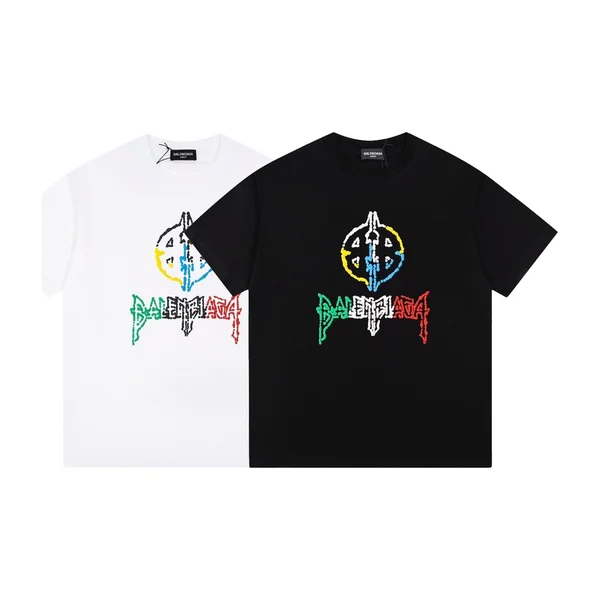 발렌시아가 로고 트렌드 디자인 캐주얼 반팔 티셔츠 2Color