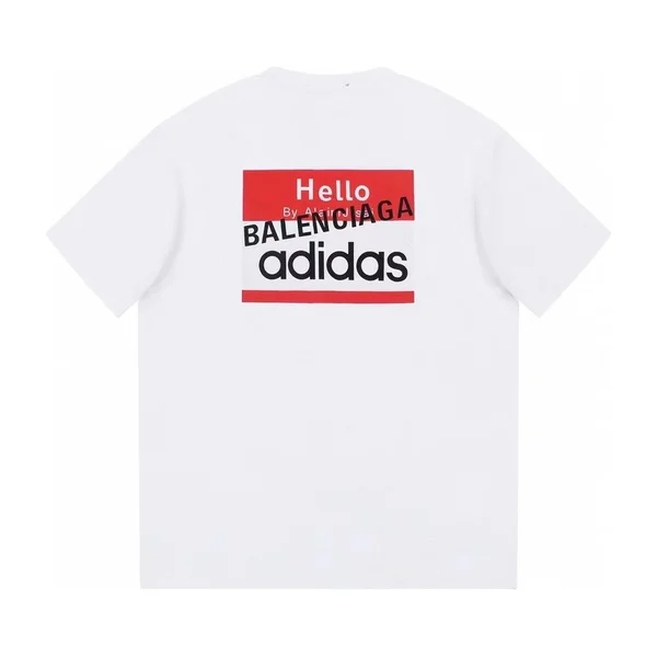 발렌시아가 X 아디다스 로고 및 그리팅 반팔 티셔츠 2Color