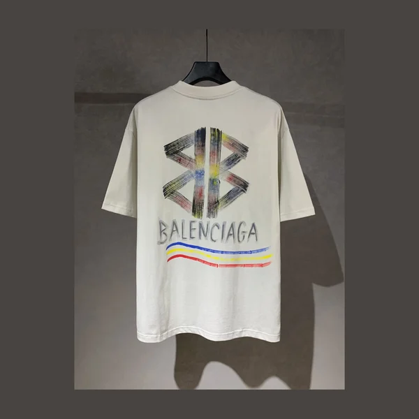 발렌시아가 백 로고 핸드페인팅 반팔 티셔츠 2Color
