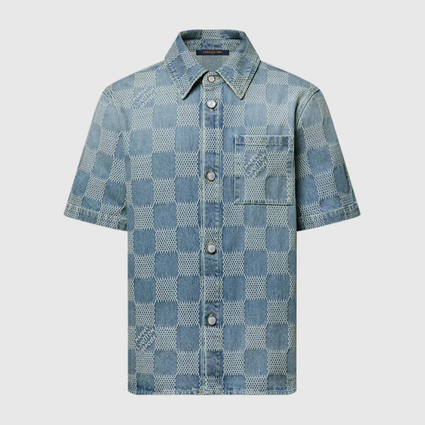 루이비통 DAMIER 3D 경량 반팔 데님 셔츠 1AHVZ3