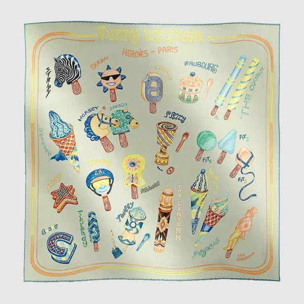 에르메스 Funny Ice Cream 스카프 90