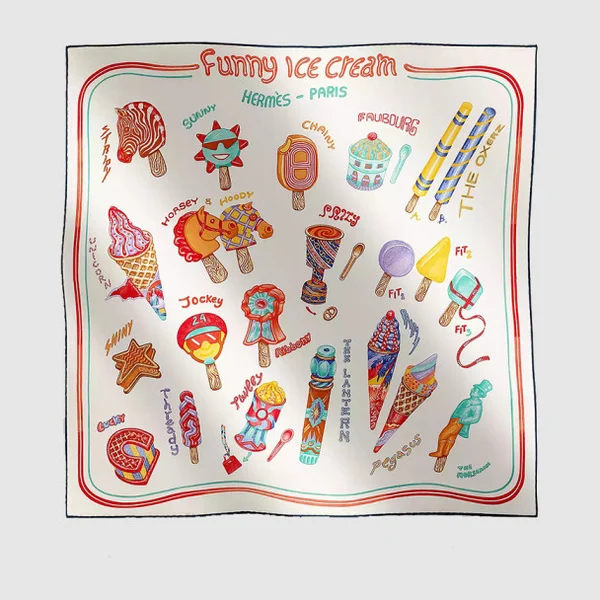 에르메스 Funny Ice Cream 스카프 90