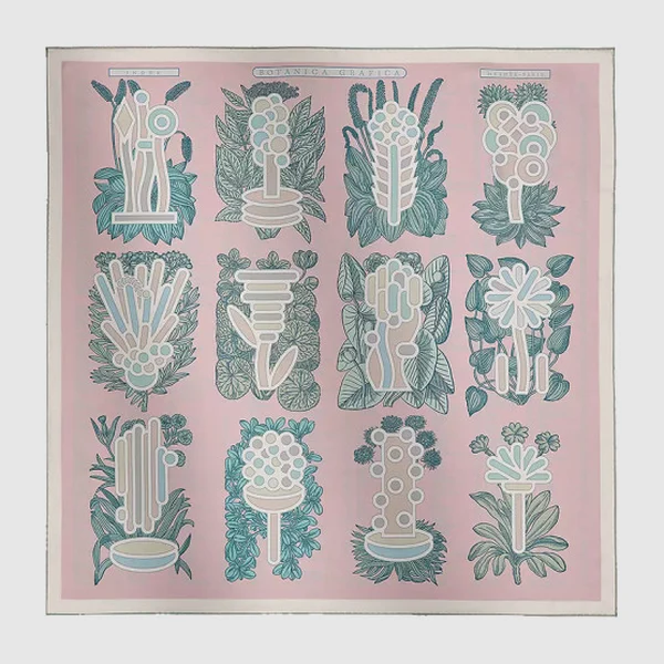에르메스 Botanica Grafica 더블 페이스 스카프 90