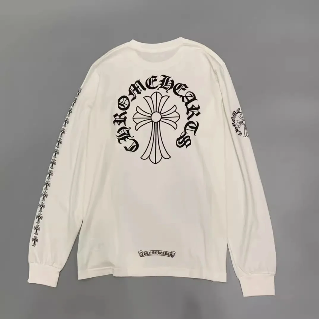 크롬하츠 넥 로고 크로스 롱 슬리브 티셔츠 (2color)