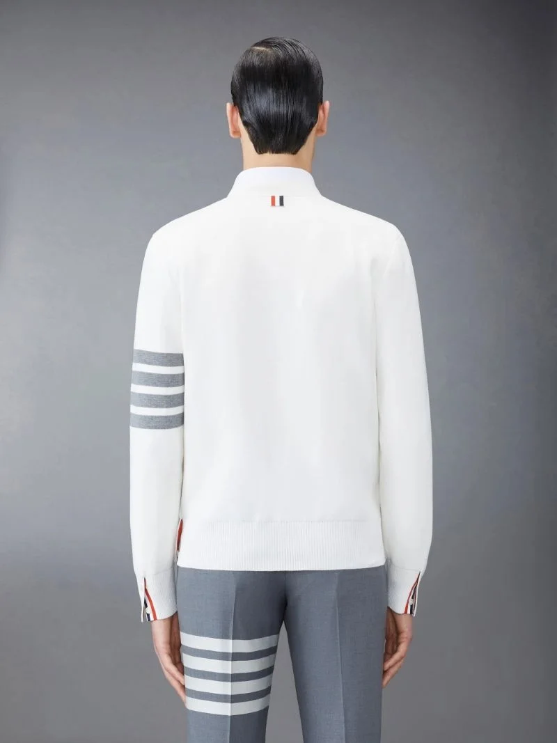 톰브라운 밀라노 브이넥 가디건 화이트