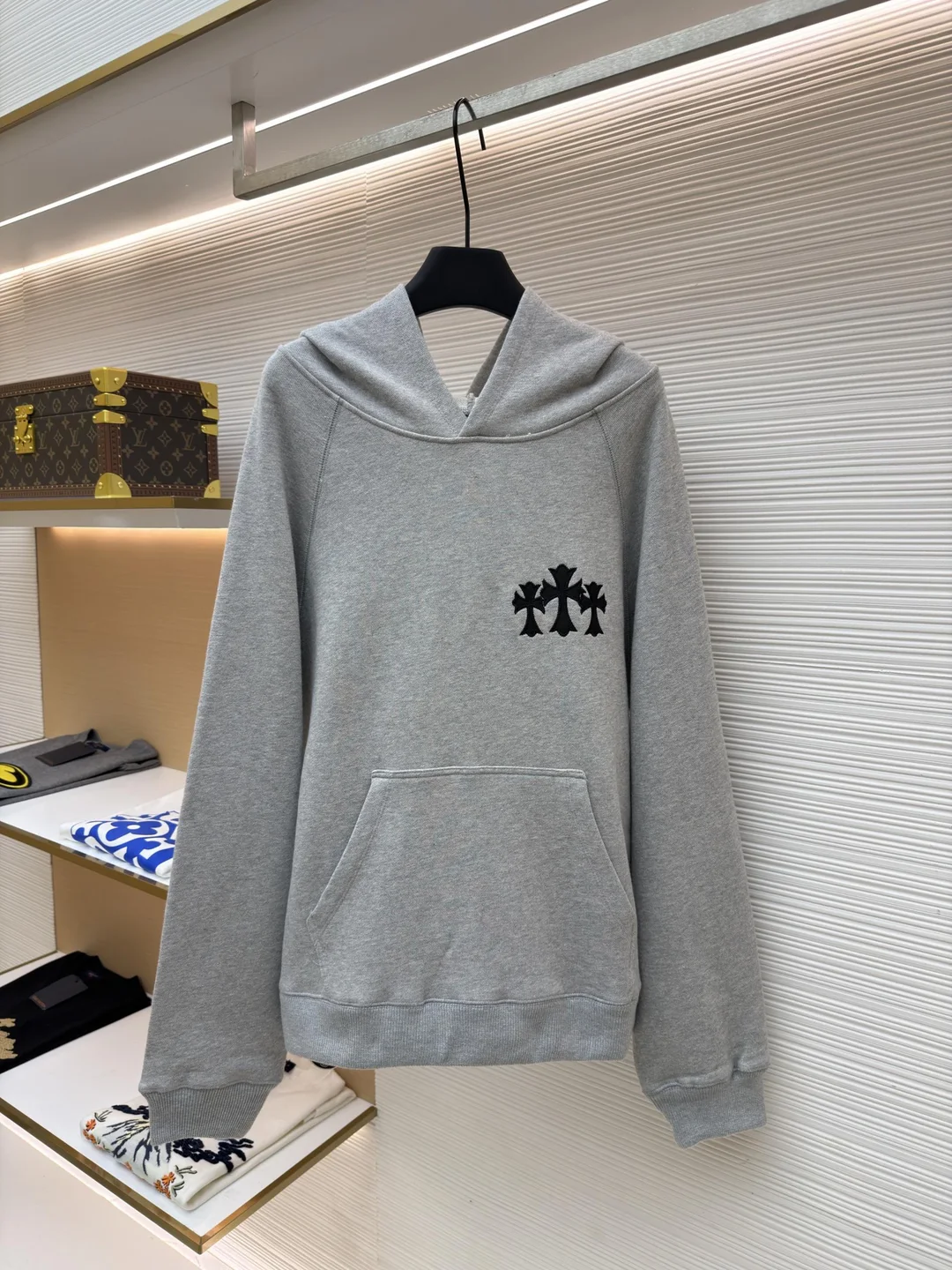 크롬하츠 나일론 세케터리 크로스 패치 CH 백 로고 후드