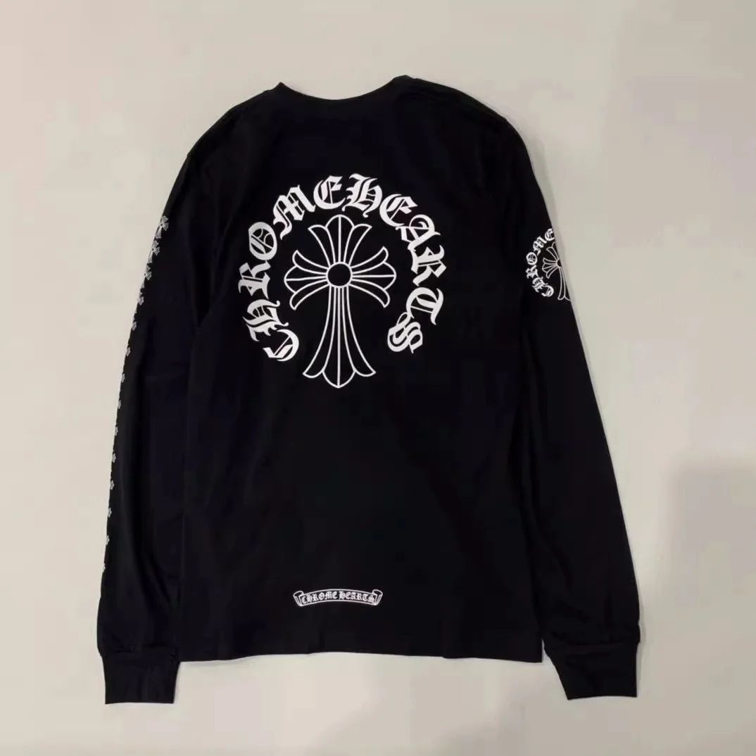 크롬하츠 넥 로고 크로스 롱 슬리브 티셔츠 (2color)