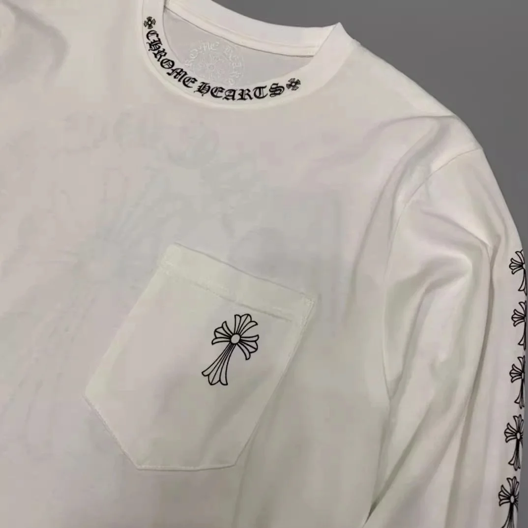 크롬하츠 넥 로고 크로스 롱 슬리브 티셔츠 (2color)