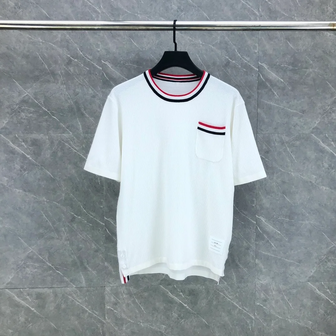 톰브라운 포인텔 코튼 니트 티셔츠 3COLOR (WHITE) (BLACK) (GRAY)