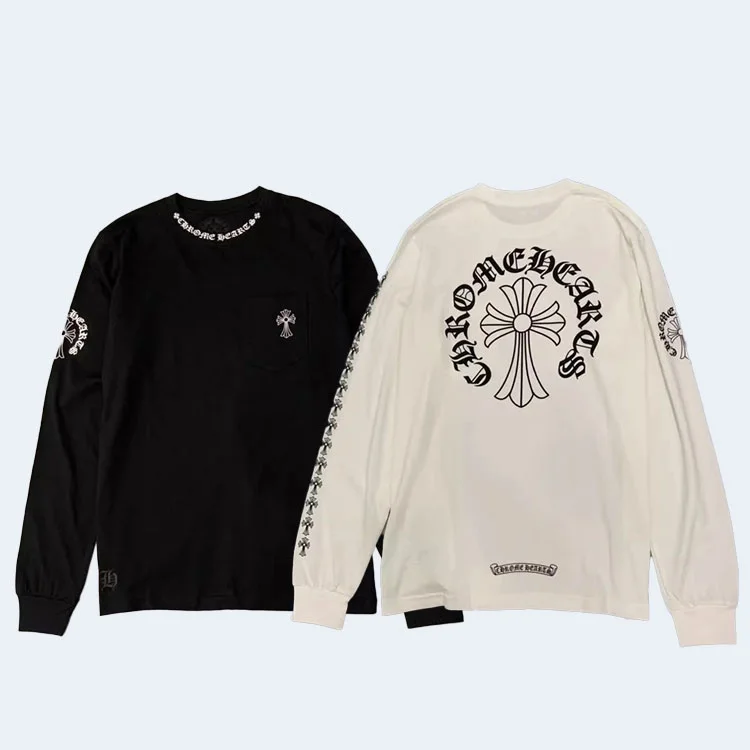 크롬하츠 넥 로고 크로스 롱 슬리브 티셔츠 (2color)