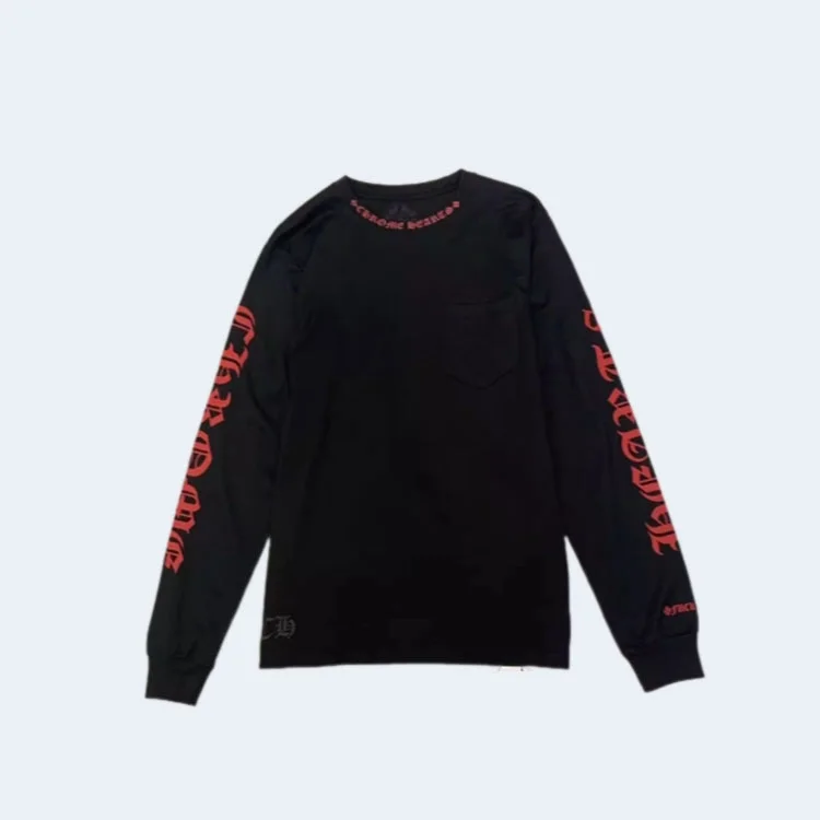 크롬하츠 넥 로고 롱 슬리브 티셔츠