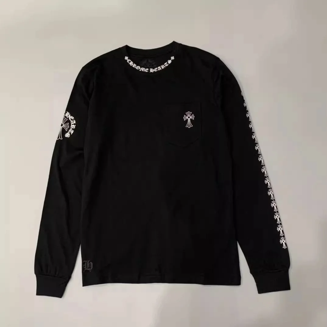 크롬하츠 넥 로고 크로스 롱 슬리브 티셔츠 (2color)