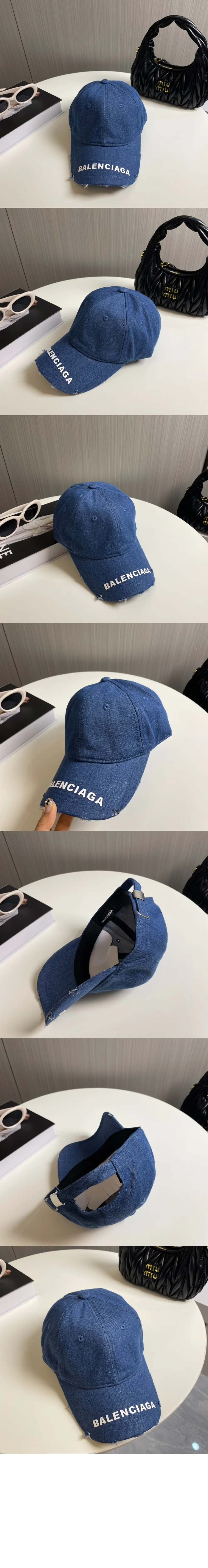 발렌시아가 로고 데님 베이스볼 캡 617160