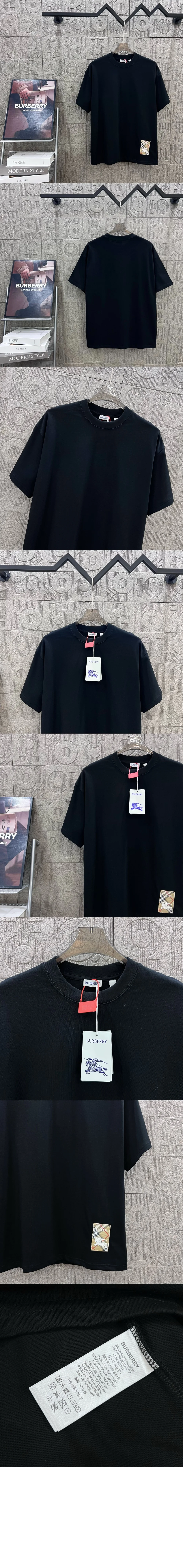 버버리 체크 라벨 코튼 티셔츠 81048891