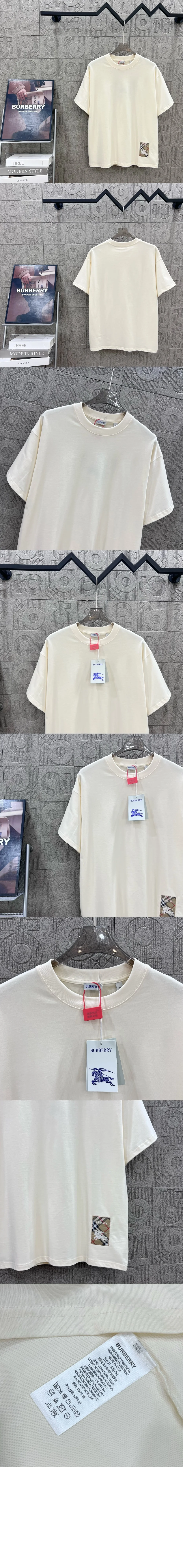 버버리 체크 라벨 코튼 티셔츠 81048891