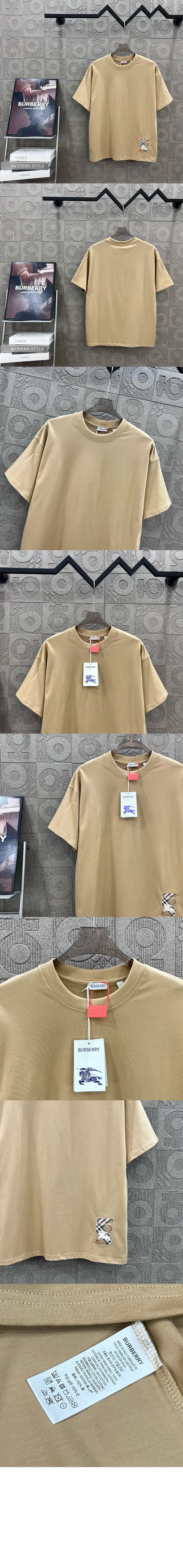 버버리 체크 라벨 코튼 티셔츠 81048891
