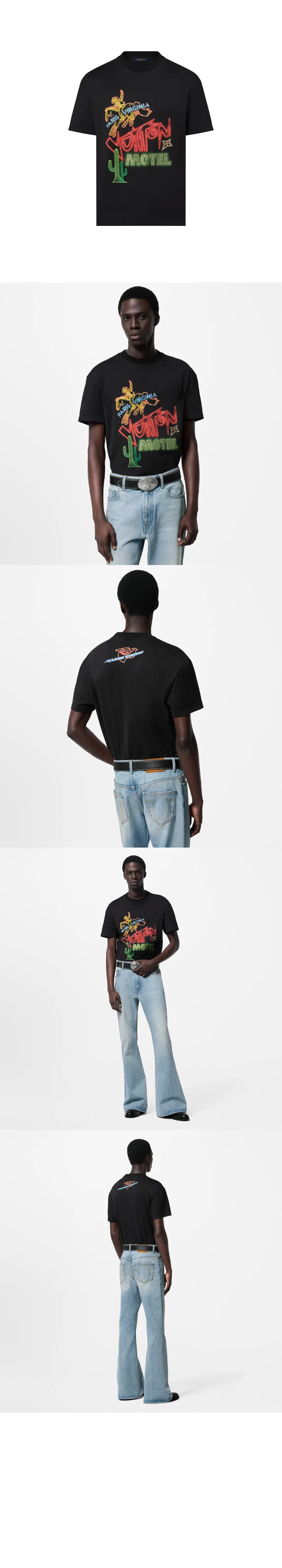 루이비통 그래픽 엠벨리시드 코튼 티셔츠 1AFXNG