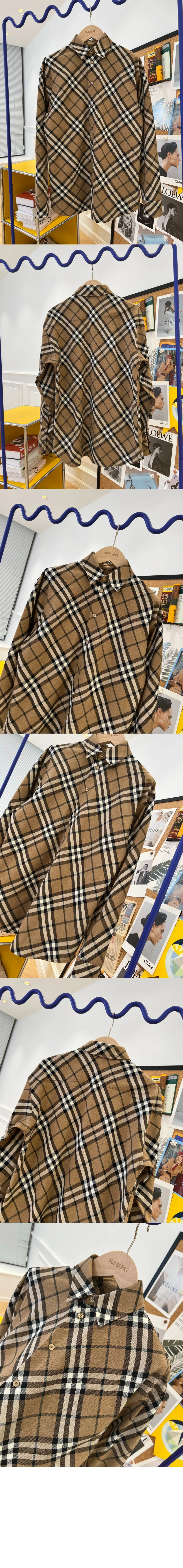 버버리 체크 울 블렌드 셔츠 80933141
