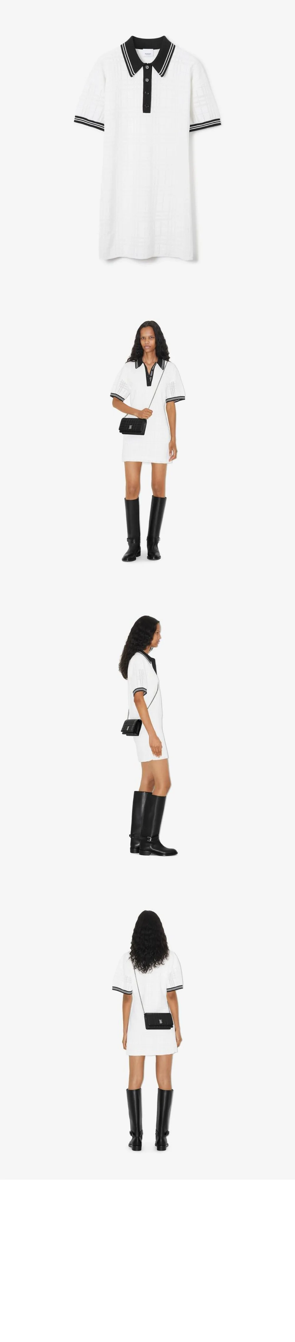 버버리 체크 테크니컬 코튼 폴로 셔츠 드레스 80726511