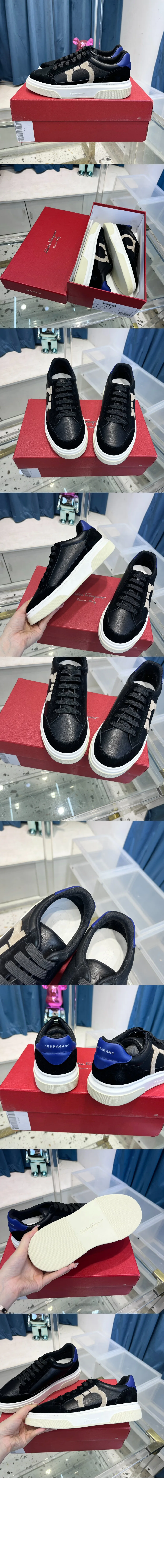 페레가모 간치니 아웃라인 로우 컷 스니커즈 023588