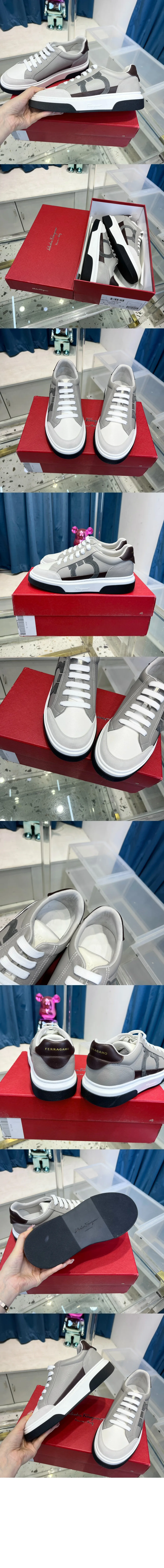 페레가모 간치니 아웃라인 로우 컷 스니커즈 023588
